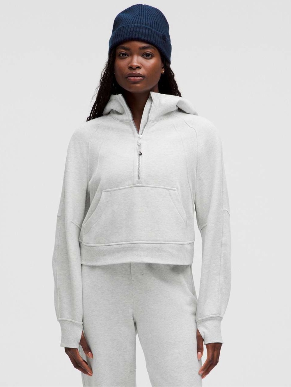 Lululemon Scuba Oversized Half-Zip Hoodie Heathered Core Ultra Light Grey XS/S
